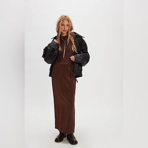 NWT Free People Rosetto Column Skirt in Potting Soil